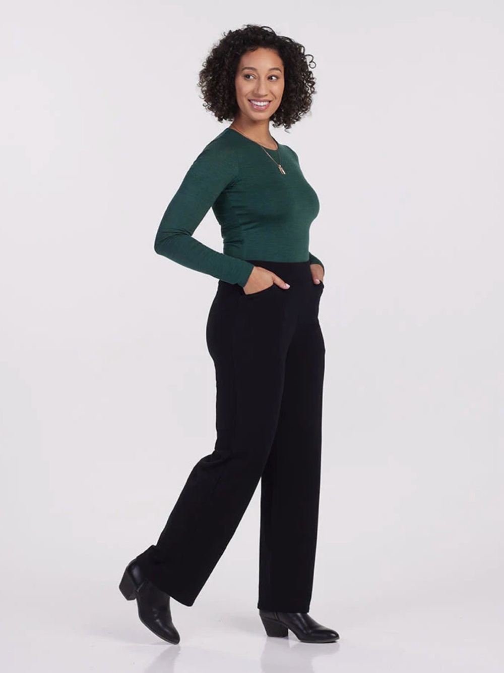 WOOLX ‘Ellie’ Wide Leg Wool Pants in Black - Picture 3 of 11